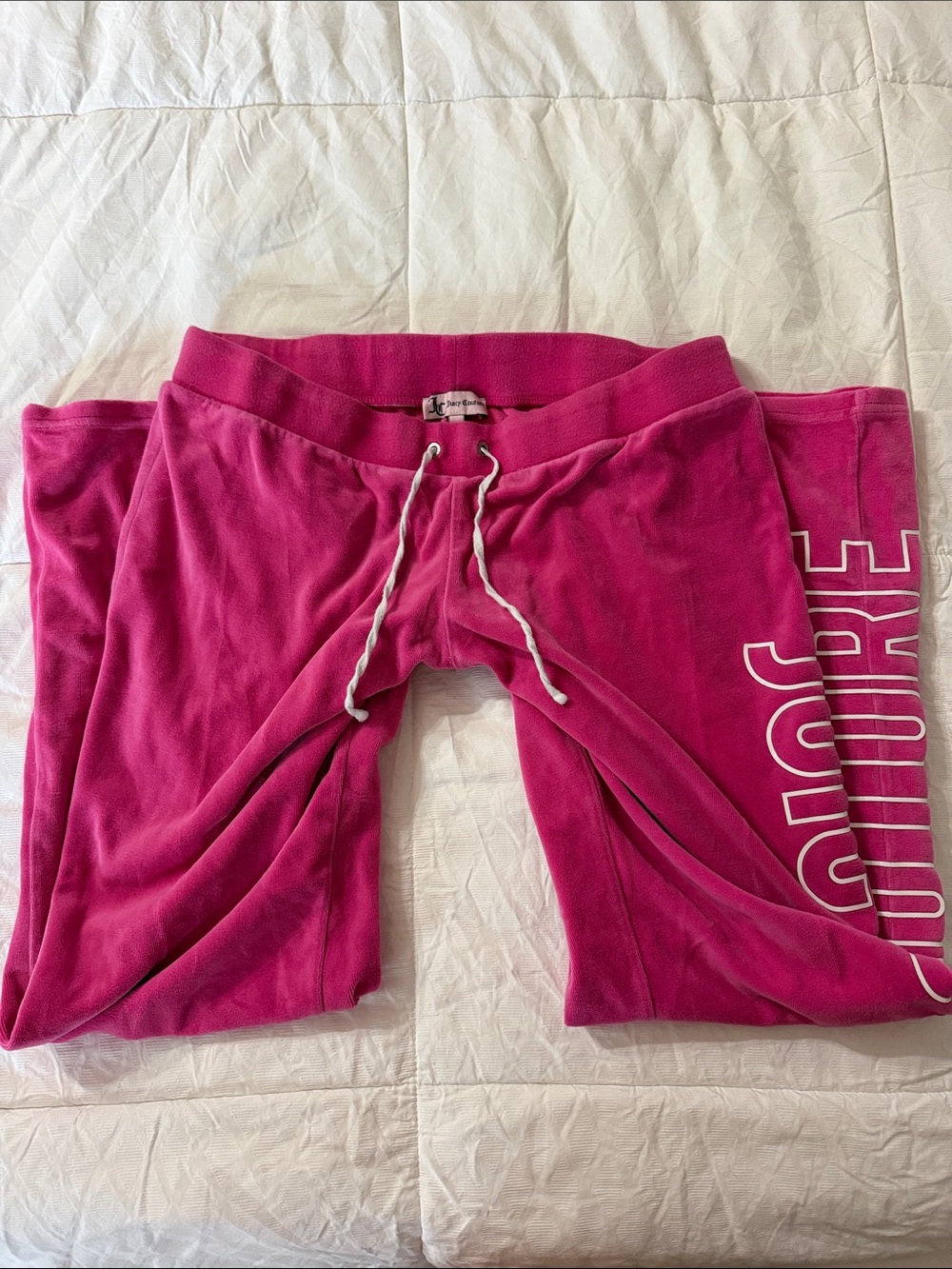 Juicy Couture Fuchsia Logo Velour/Velvet Sweatpants